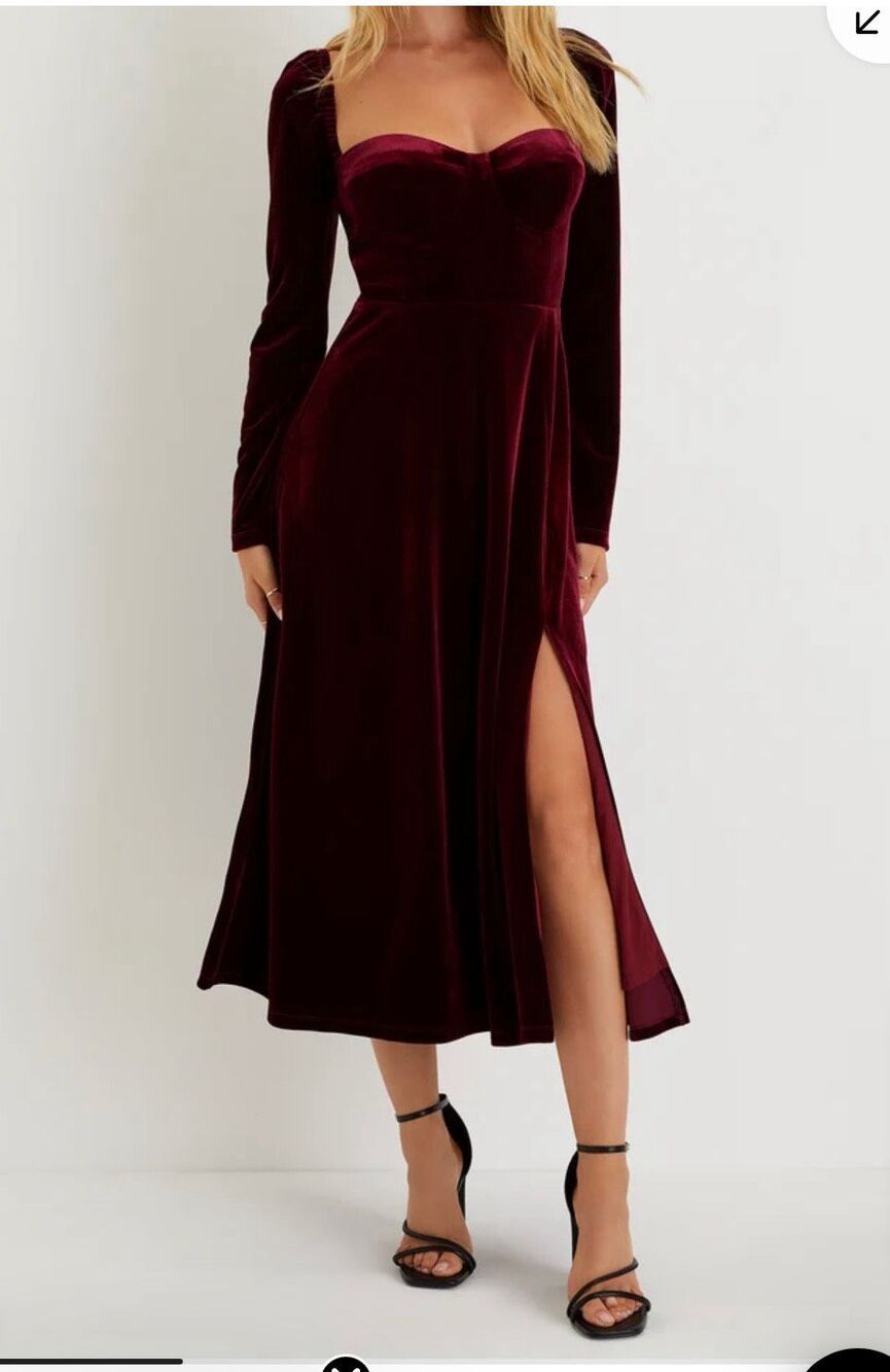 Lulus Burgundy Velvet Precious Impression Gothic Bustier MIDI Dress sz S NWT
